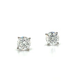 14K White Gold 0.81 Carat Total Weight Diamond Stud Earrings with Secure Screw Backs Estate