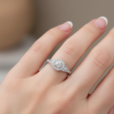 10K White Gold .17 Carat Total Weight Diamond Engagement Ring