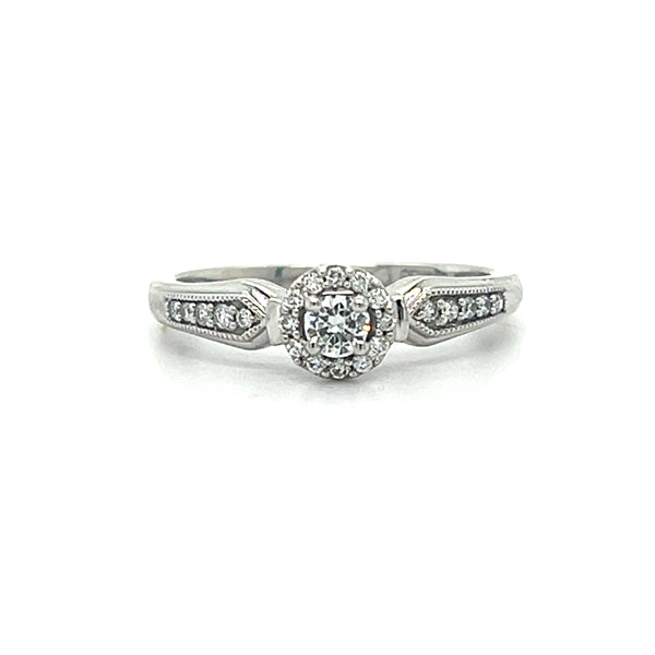 14K White Gold 1/4 Carat Total Weight Diamond Bridal Engagement Ring