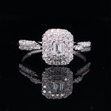 14K White Gold 1/2 Carat Total Weight 1/6CT Center Emerald Cut Diamond Engagement Ring