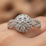 10K White Gold 1 Carat Total Weight Diamond Bridal Engagement Ring Set