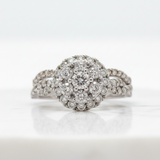 10K White Gold 1 Carat Total Weight Diamond Bridal Engagement Ring Set