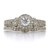 14K White Gold Diamond Bridal Engagement Ring Set