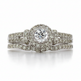 14K White Gold Diamond Bridal Engagement Ring Set