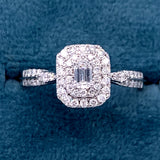 14K White Gold 1/2 Carat Total Weight 1/6CT Center Emerald Cut Diamond Engagement Ring