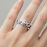 10K White Gold .40 Carat Total Weight Diamond with .25CT Center Diamond Bridal Engagement Ring Set