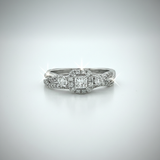 14K White Gold 3/4 Carat Total Weight Diamond 1/4CT Center Princess Bridal Engagement Ring Se