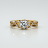14K Yellow Gold .59 Carat Total Weight Brilliant Round Diamond Engagement Ring Set WJS Custom Set Collection