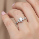 14K White Gold .76 Carat Total Weight Brilliant Round (69), .50CT Center (I-J VS2-SI1), Diamond Engagement Ring WJS Custom Set Collection. 5.14x5.17x3.12mm.