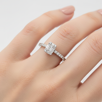 14K White Gold 0.46 Carat Total Weight Bridal Engagement Ring