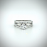 14K White Gold .86 Carat Total Weight, .57CT Brilliant Round FG, SI2 Center, Diamond Bridal Engagement Ring Set