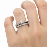 14K White Gold .86 Carat Total Weight, .57CT Brilliant Round FG, SI2 Center, Diamond Bridal Engagement Ring Set