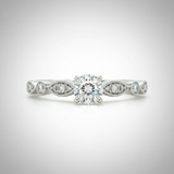"Adrian"  WJS Set 14K White Gold 0.67 Carat Total Weight (13 Brilliant Round) Diamond including 0.50CT Center Diamond Engagement Ring