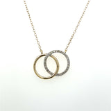 10K Yellow Gold .10 Carat Total Weight Diamond Interlocking Circles Necklace