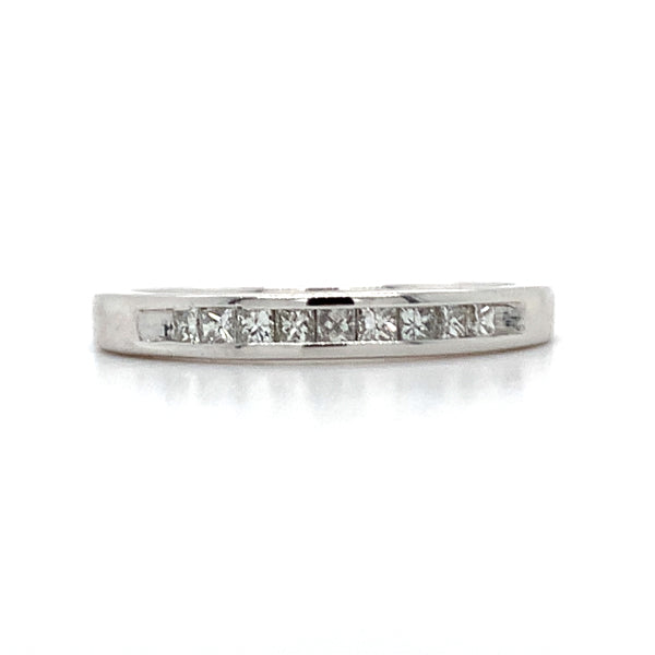 14K White Gold 0.25 Carat Total Weight Princess Cut Diamond Wedding Anniversary Band