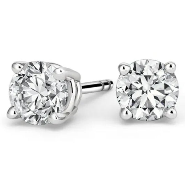 14K White Gold JK, I1-I2 1.00 Carat Diamond Stud Earrings