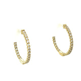 14K Yellow Gold 23mm .97 Carat Total Weight Diamond  Inside Outside Hoop Earrings