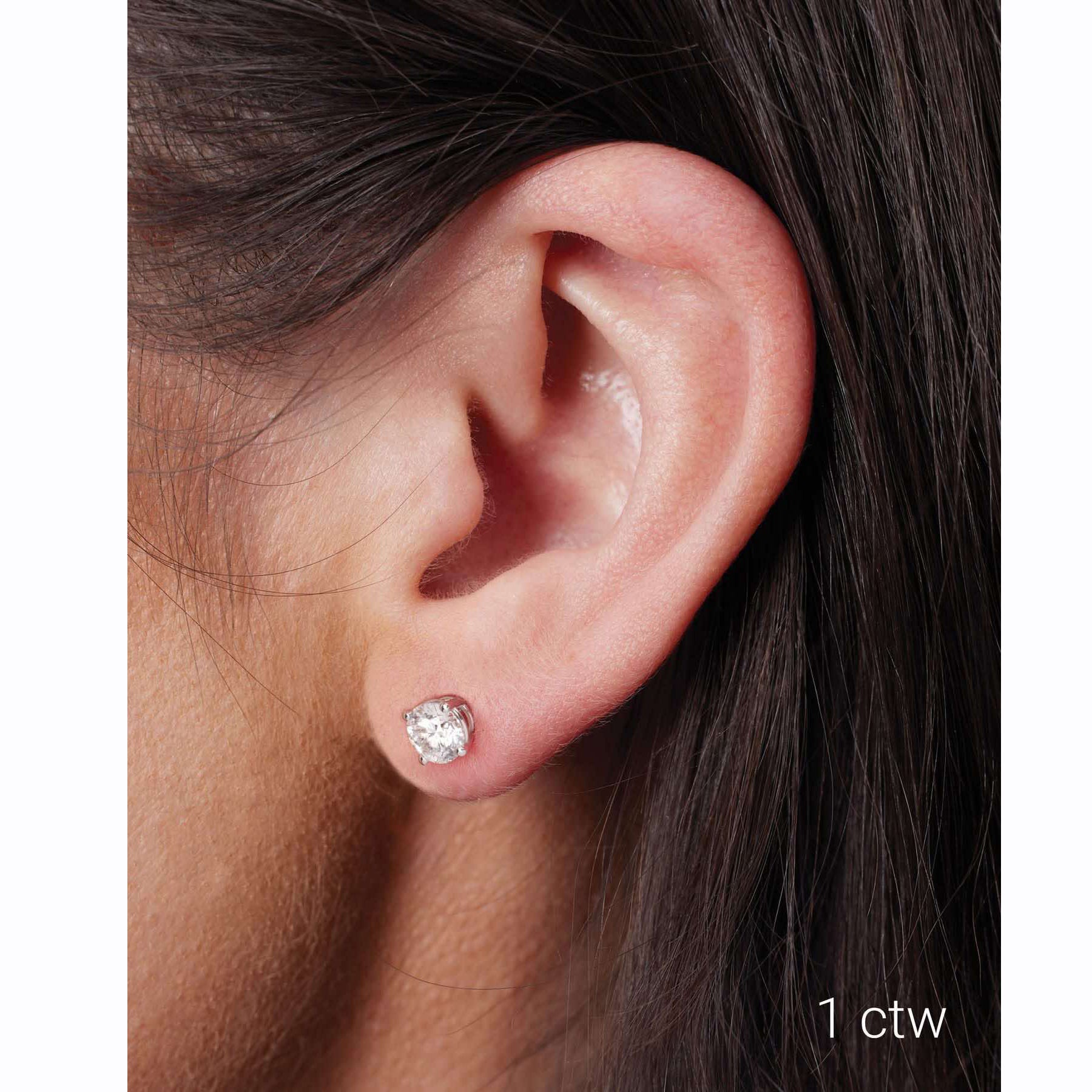 14K White Gold JK, I1-I2 1.00 Carat Diamond Stud Earrings