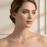 14K Yellow Gold 1/8  Carat Total Weight Diamond Open Teardrop Necklace
