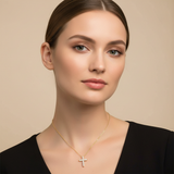 14K Yellow Gold 1/2 Carat Total Weight (11) Diamond Cross Pendant