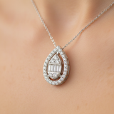 14K White Gold 0.22 Carat Total Weight Pear-Shaped Diamond Pendant