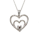 "Lisa" 10K White Gold 53 Diamond Three Heart Necklace