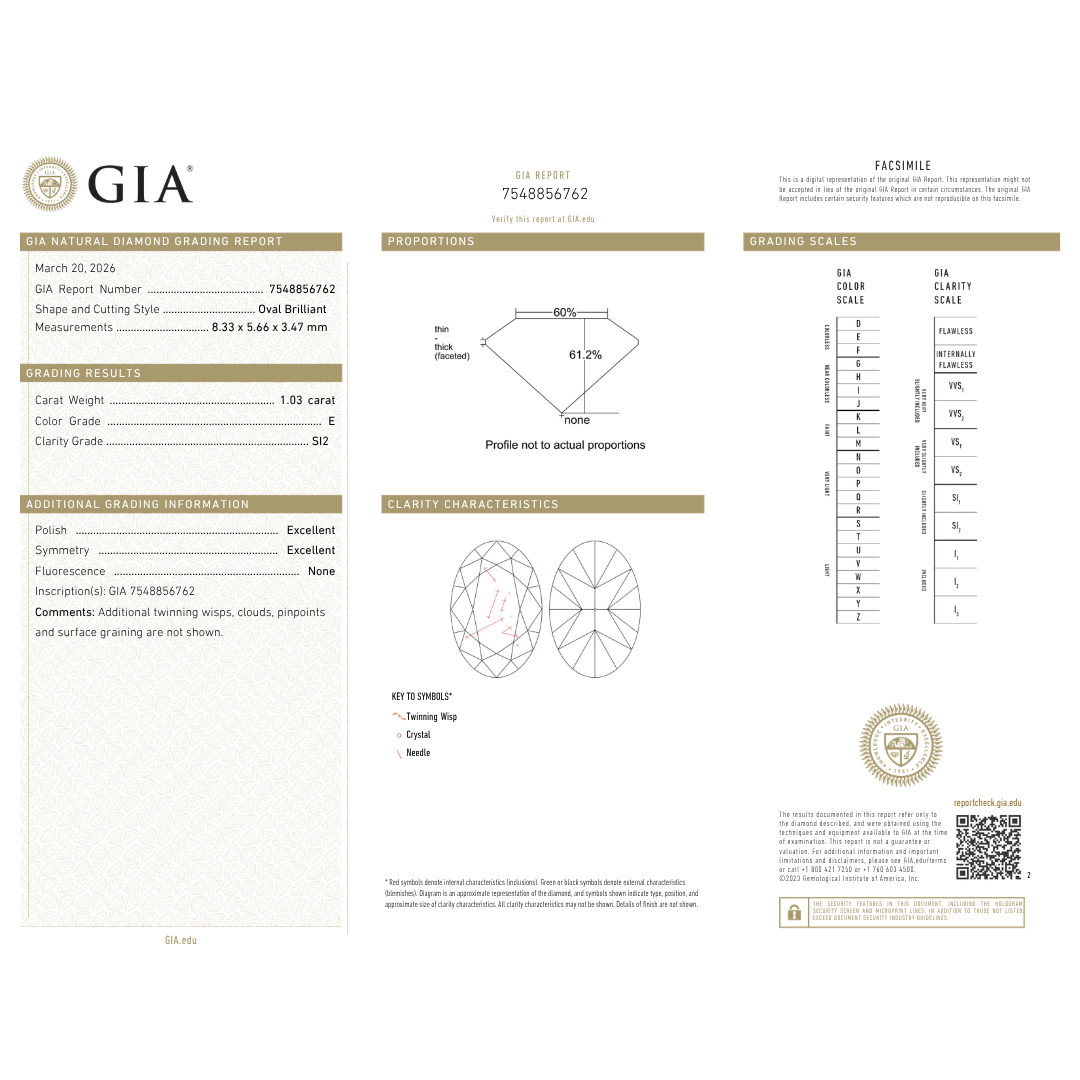 1.03ct Oval E SI2 Fireworks Cut Diamond GIA Certified #7548856762