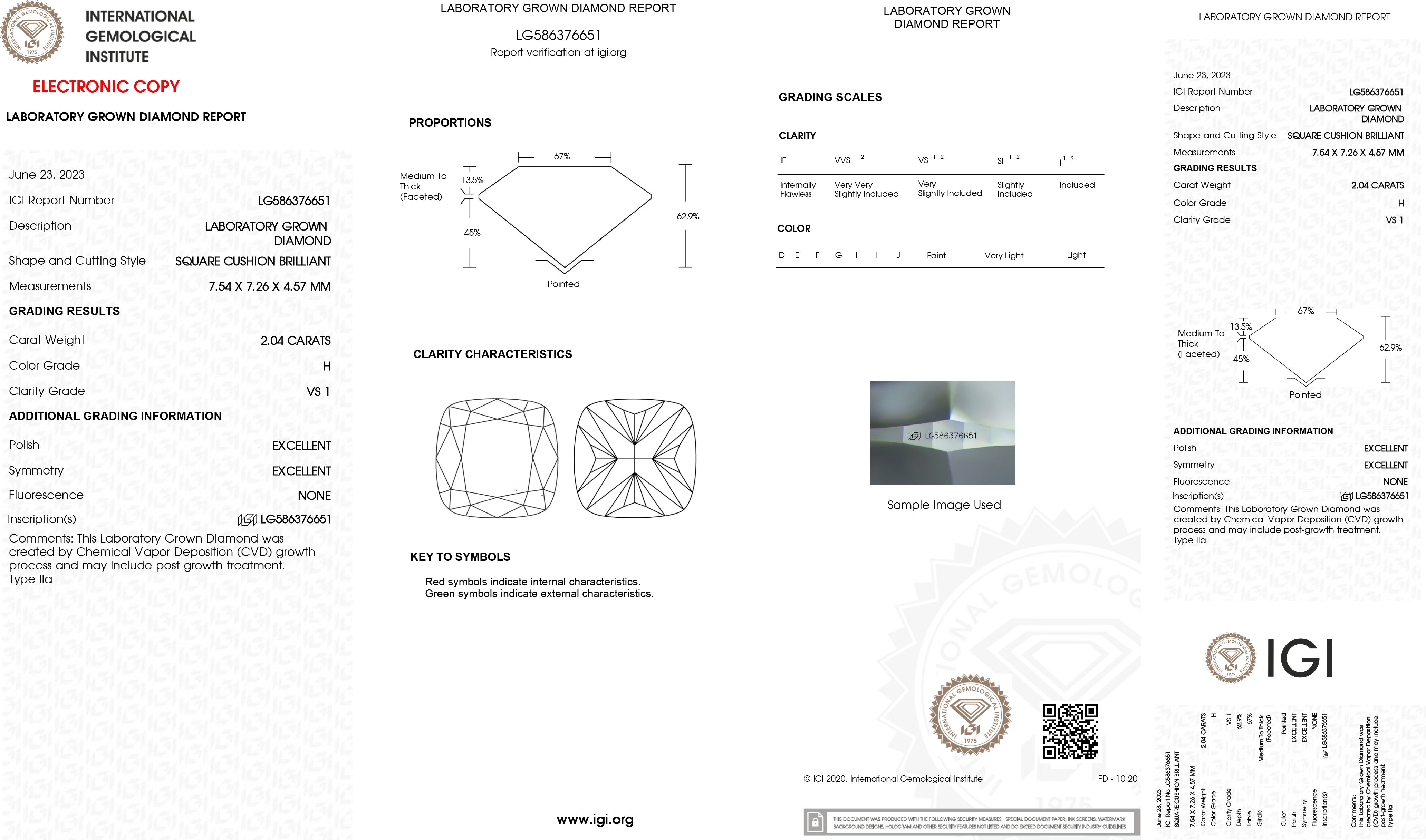 2.04CT Lab Grown Diamond H Color, VS1 Clarity, IGI#586376651