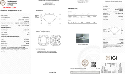 2.04CT Lab Grown Diamond H Color, VS1 Clarity, IGI#586376651