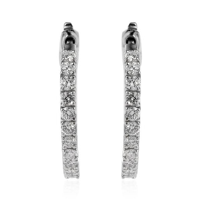 Sterling Silver Lab Grown Diamond Hoop Earrings