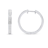 14K White Gold 1.00 Carat Total Weight Lab Grown Diamond Inside-Outside Channel Set Hoop Earrings