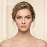 14K Yellow Gold 1.81CT Round Opal and 0.34 Carat Total Weight (20) Diamond Halo Pendant Necklace