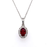 14K White Gold ~1/2 Carat Ruby and 0.12 Carat Total Weight Diamond Pendant