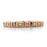 “Iris” 10K Rose Gold Peridot and Diamond Stackable Band Ring