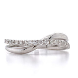 14K White Gold Diamond Contemporary Criss-Cross Wedding Anniversary Stackable Fashion Band Ring