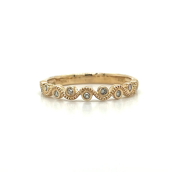 10K Yellow Gold .07 Carat Total Weight Diamond Wedding/Anniversary/Stackable Band