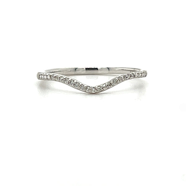 "Kent" 10K White Gold Curved 0.05 Carat Total Weight Diamond Band