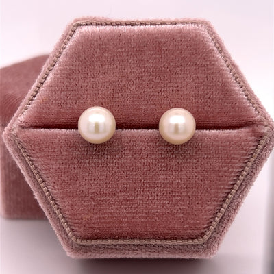 14K Yellow Gold 7mm Pearl Stud Earrings