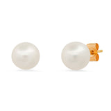 14K Yellow Gold 6mm Pearl Earrings