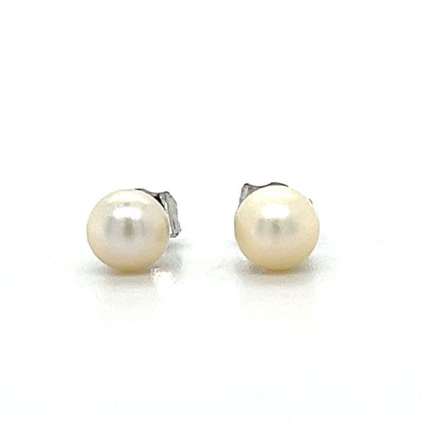 14K White Gold 5mm Pearl Earrings