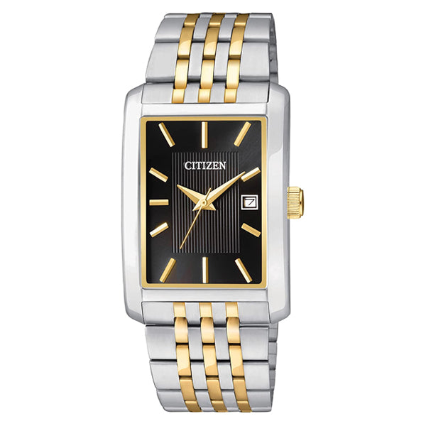 Men's Quartz Casual Watch featuring Stainless Steel Case and Silver-Tone and Gold-Tone Stainless Steel Bracelet.