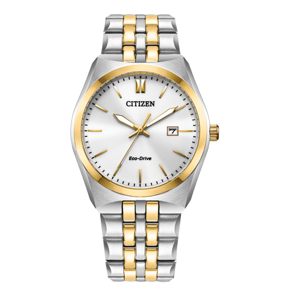 Citizen Men's Eco-Drive Corso Two-Tone Watch with White Dial