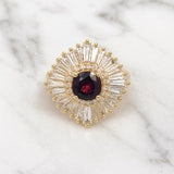 "Ethelee" 14K Yellow Gold (1) 1.66CT Magenta Sapphire with 1.48CTW Baguette Diamonds and Round .17CTW Diamond Ballerina Inspired Custom Wright's Jewelry Signature Design by Jennifer Beatty