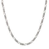 Men's Sterling Silver Black Rhodium Plated 5.5mm x 22-Inch Brushed Satin Finish Figaro Chain 22"