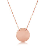 Sterling Silver Rose Gold Plated Polished Engravable Disc Necklace 16+2"
