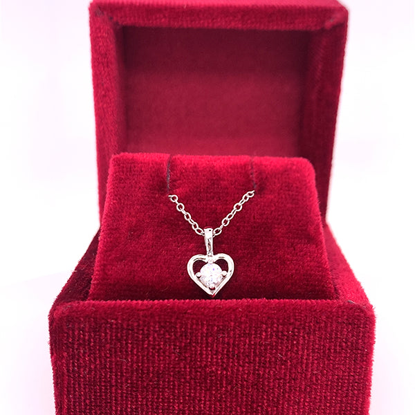 Sterling Silver April Birthstone Heart Pendant Necklace – 15" Chain, Little Girl Jewelry