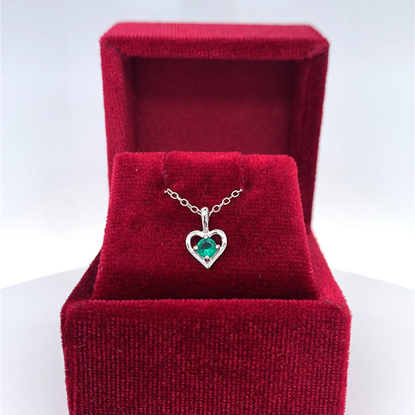 Sterling Silver May Birthstone Heart Pendant Necklace – 15" Chain, Little Girl Jewelry