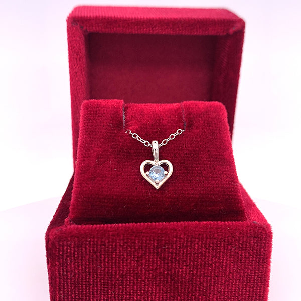 Sterling Silver March Birthstone Heart Pendant 15," Little Girl Jewelry