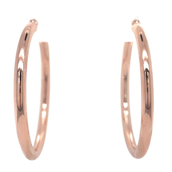 Sterling Silver Rose Gold Polished 1.5mm Hoop Earrings