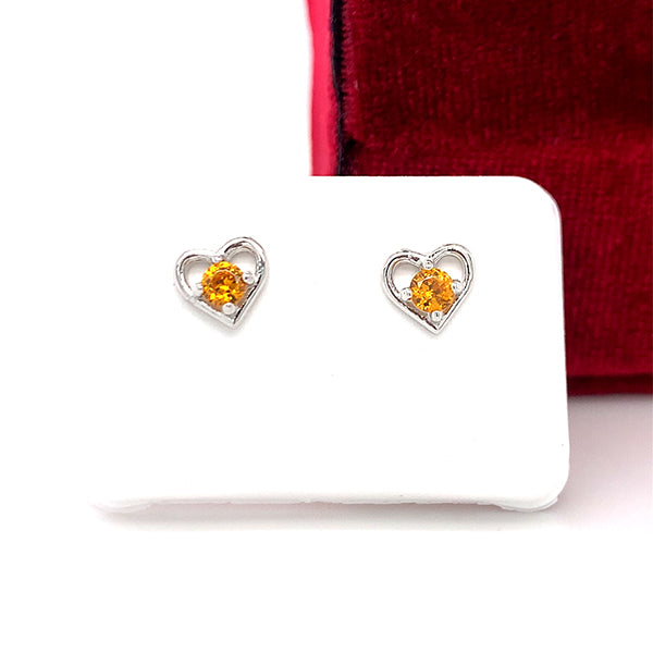 Sterling Silver November Birthstone Earrings with Open Heart Design, Little Girl Jewelry